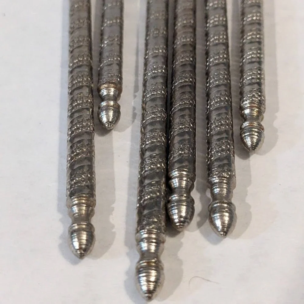 Vintage HMQ Nutcracker and Pick Set 8 Piece Silver Tone Textured Metal Tools